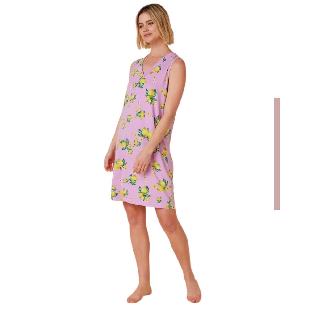 The cats pajamas Lemon Blossom Pima Knit Sleep Dress size large
